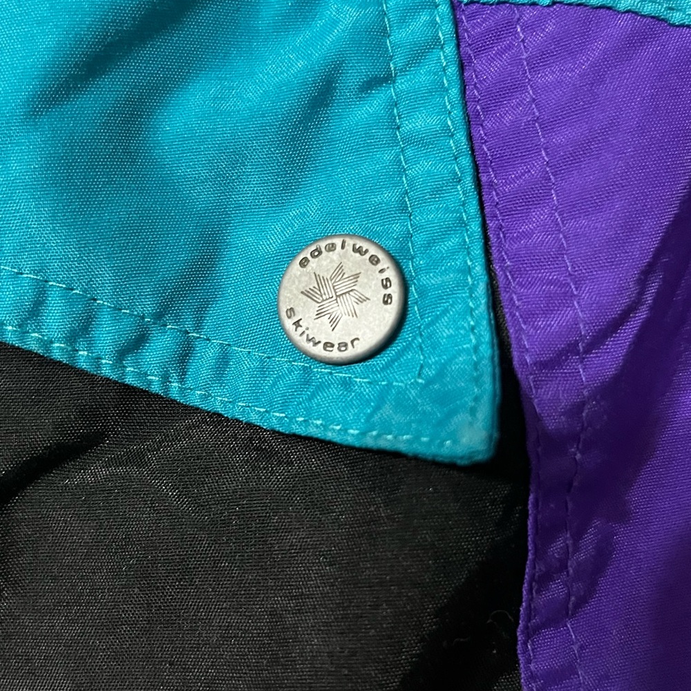 Vintage Edelweiss Skiwear Color Block Puffer Style Slopes Winter Snow Coat Large - Picture 6 of 11